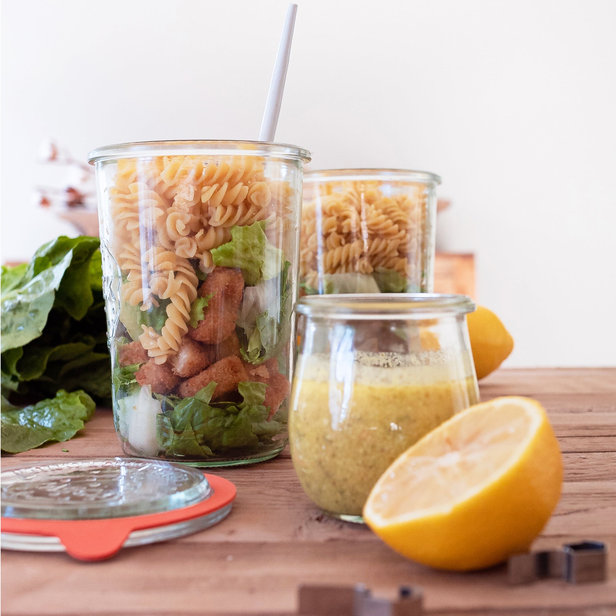Chick’n Caesar Noodle Salad Jars Recipes – Chickapea